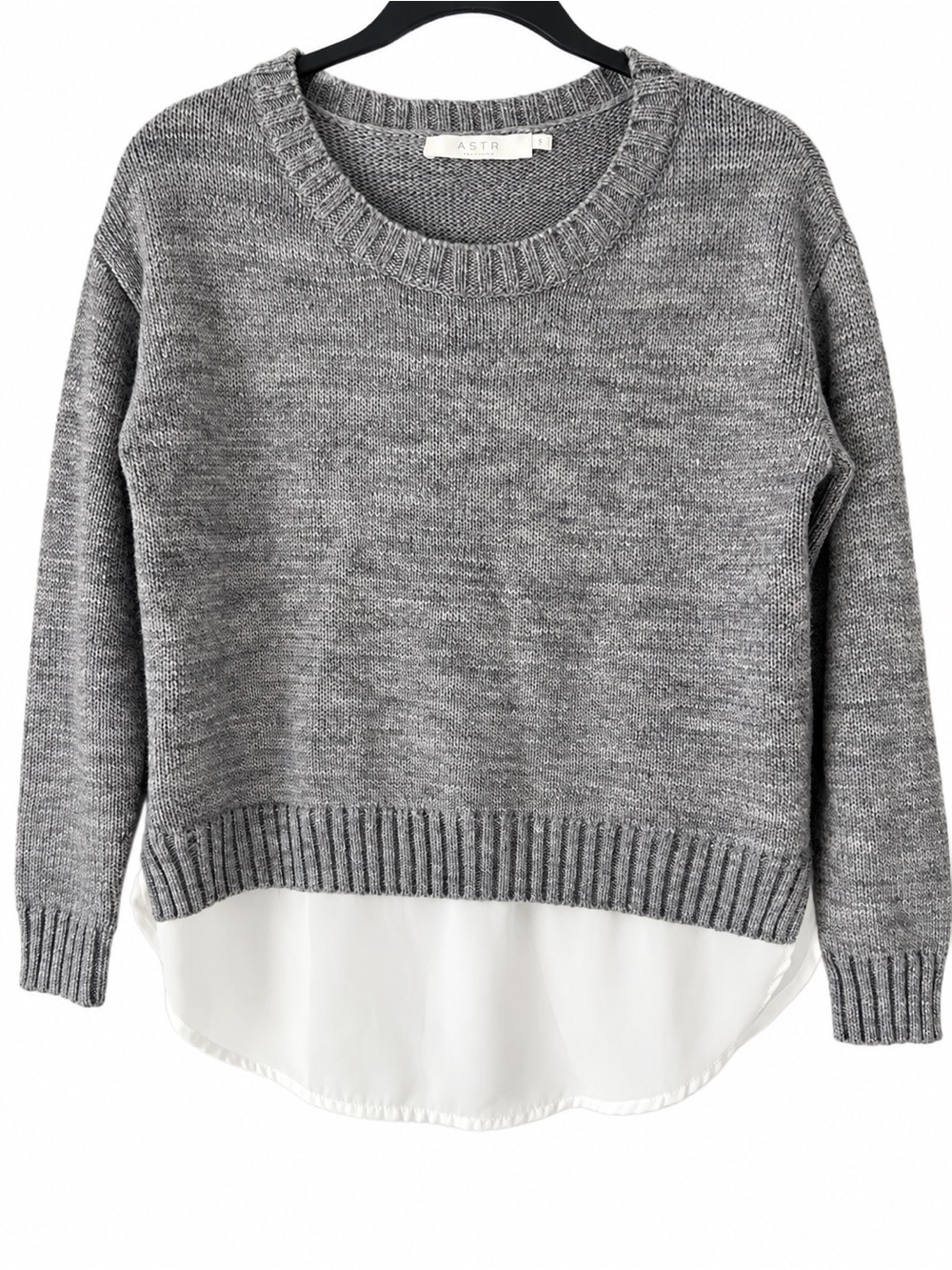 ASTR The Label Gray Layered Sweater Shirt Hem Wool Blend XS